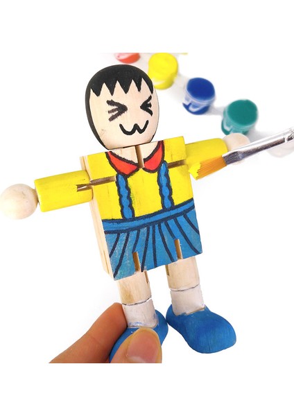 Ahşap Robot Tarzı Dıy Beyaz Boş Ahşap Robot Bebek El Sanatı Oyuncak Karikatür Çizim Grafiti Ekleme Ekleme Bebek Oyuncak Çocuk Eğitici Oyuncak (Yurt Dışından)