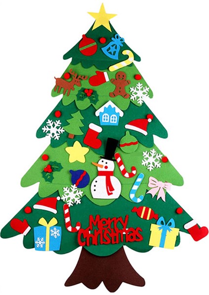 Bir Stil Yılbaşı Çocuk Hediyesi Yeni Yıl Dıy Keçe Noel Ağacı Oyuncak Kapı Duvar Asma Süsler Noel Dekor Oyuncak Çocuklar Için Hediye Navidad (Yurt Dışından)