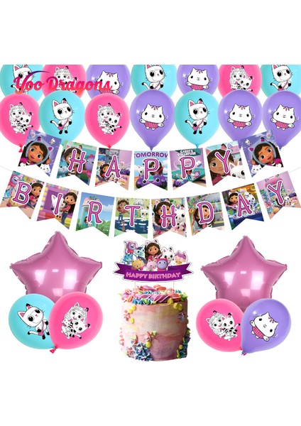 Bir Stil Gabby Dollhouse Doğum Günü Süslemeleri Balonlar Kemer Kiti Kedi Temalı Set Parti Malzemesi E-Ticaret Gabbys Dollhouse Figür Oyuncakları Için (Yurt Dışından) modelleri