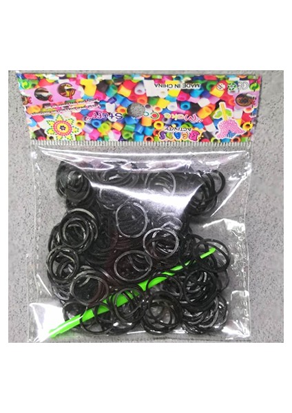 2 Siyah 200 Adet Stil Yedili Renkli Lastik Bant Siyah Beyaz Bileklik Için Paket- (Yurt Dışından)