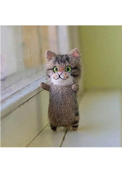 Cat6 Stili Kolay Sevimli Kendin Yap Oyuncak Yün Keçe Kedi Yarım Plush Bebek Keçe Hayvan El Yapımı Oyuncak Kiti Tilki Yapım Malzeme Paketi Benzersiz Kız Hediyesi (Yurt Dışından)