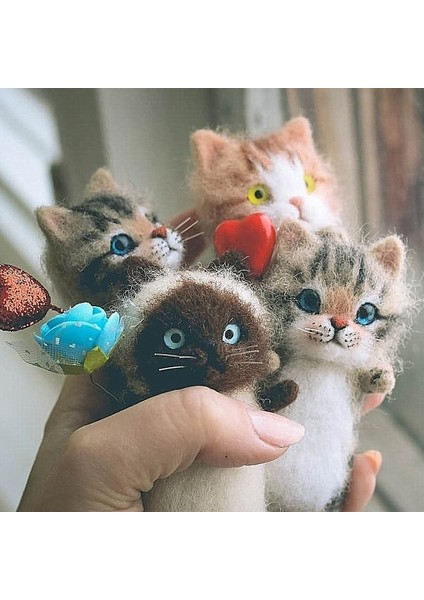 Cat6 Stili Kolay Sevimli Kendin Yap Oyuncak Yün Keçe Kedi Yarım Plush Bebek Keçe Hayvan El Yapımı Oyuncak Kiti Tilki Yapım Malzeme Paketi Benzersiz Kız Hediyesi (Yurt Dışından)