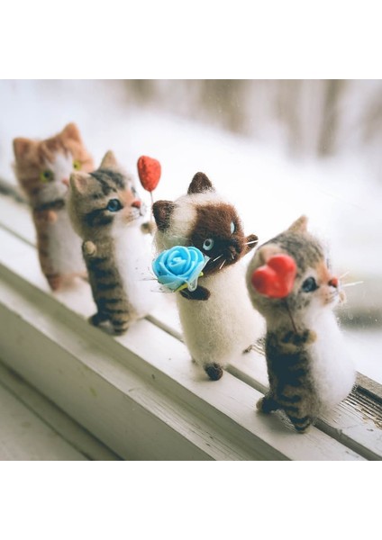 Cat6 Stili Kolay Sevimli Kendin Yap Oyuncak Yün Keçe Kedi Yarım Plush Bebek Keçe Hayvan El Yapımı Oyuncak Kiti Tilki Yapım Malzeme Paketi Benzersiz Kız Hediyesi (Yurt Dışından)