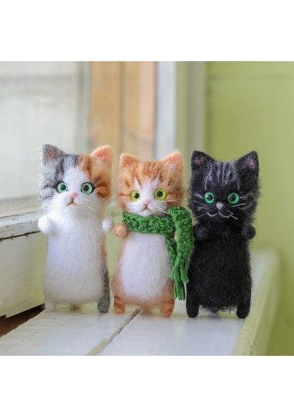 Cat6 Stili Kolay Sevimli Kendin Yap Oyuncak Yün Keçe Kedi Yarım Plush Bebek Keçe Hayvan El Yapımı Oyuncak Kiti Tilki Yapım Malzeme Paketi Benzersiz Kız Hediyesi (Yurt Dışından)