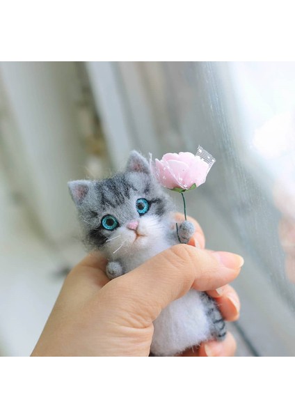 Cat6 Stili Kolay Sevimli Kendin Yap Oyuncak Yün Keçe Kedi Yarım Plush Bebek Keçe Hayvan El Yapımı Oyuncak Kiti Tilki Yapım Malzeme Paketi Benzersiz Kız Hediyesi (Yurt Dışından)