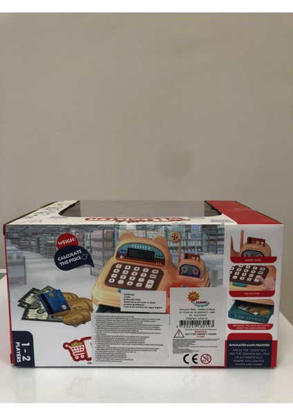 Dijital Ekranlı Hesap Makinalı Barkod Okuyuculu Kedi Başlı Bej Renkli Sesli Süpermarket Yazarkasa