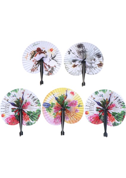 Klasik Retro Katlanabilir Küçük Yuvarlak Kağıt Fan Çocuk Oyuncak El Sanatı Origami Fan Taşınabilir Baskılı Kağıt Fan (Yurt Dışından)