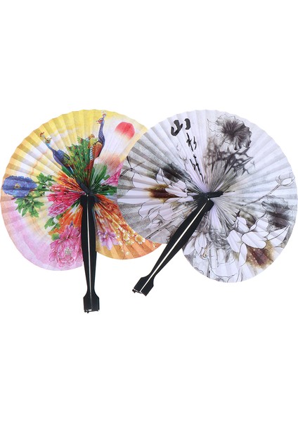 Klasik Retro Katlanabilir Küçük Yuvarlak Kağıt Fan Çocuk Oyuncak El Sanatı Origami Fan Taşınabilir Baskılı Kağıt Fan (Yurt Dışından) fırsatları