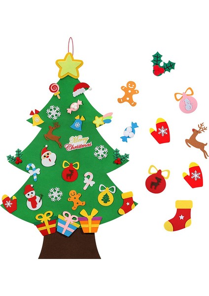 B Tarzı Yılbaşı Çocuk Hediyesi Yeni Yıl Dıy Keçe Noel Ağacı Oyuncak Kapı Duvar Asma Süsler Noel Dekor Oyuncak Çocuklar Için Hediye Navidad (Yurt Dışından)