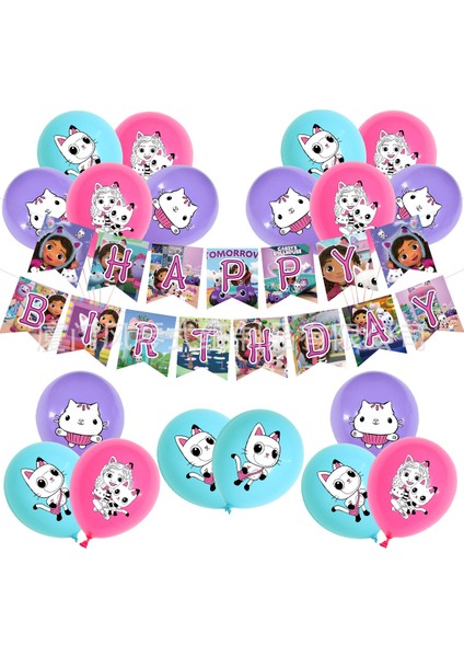 C Stili Gabby Dollhouse Doğum Günü Süslemeleri Balonlar Tünel Kit Kedi Temalı Set Parti Dekorasyon Gabbys Dollhouse Figür Oyuncakları Için (Yurt Dışından)
