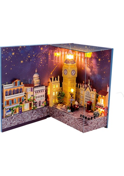 E Stili Kendi Yap Big Ben Nook Kit Ile Montajlı Mini Kitap Bebek Evi Londra Mobilya Oyuncaklar Çocuklar Kız Hediye (Yurt Dışından)