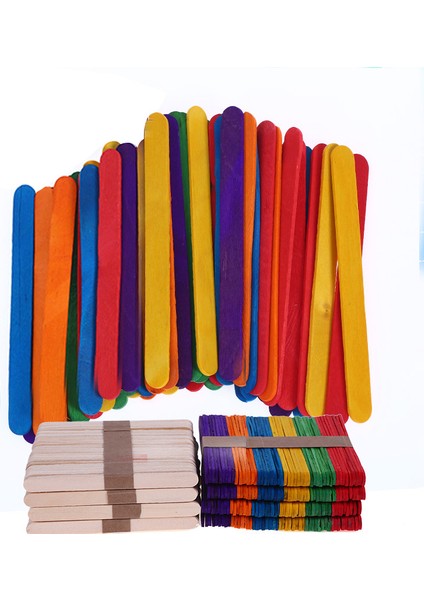 K (12.5X1CM) Stili Renkli El Işi Dıy Ahşap Çubuk Dondurma Çubukları Sanat Yaratıcı Eğitici Oyuncaklar Çocuklar Bebekler Için (Yurt Dışından)