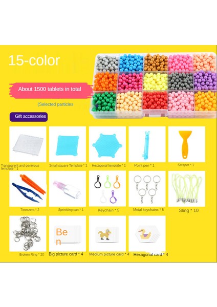 15 Renk 1500 Tarzı Sihirli Su Yapışkan Boncuk Oyuncakları Dıy Aquabeads El Yapımı Boncuk Oyuncak Eğitici Bulmaca Çocuklar Hama Aqua Boncuk Kızlar Erkekler Için (Yurt Dışından)