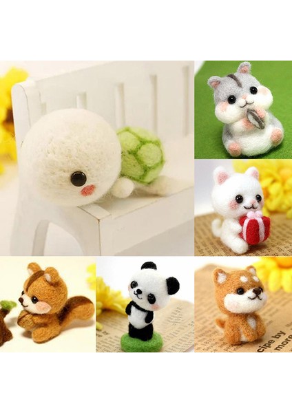 No.11 Stili 1 Adet Sevimli Hayvan Koleksiyonu Panda Sincap Kedi Penguen Bitmemiş Keçe Kiti Bebek Yün Keçe Sokma Kiti Kendin Yap Keçe Malzemeleri (Yurt Dışından)
