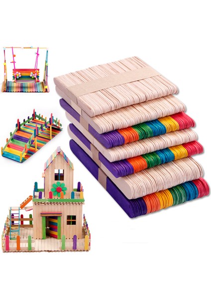L (14X1CM) Stili Çocuklar Için Ahşap Çubuklu Dondurma Çubuğu Renkli El Sanatları Yaratıcı Eğitici Oyuncaklar (Yurt Dışından) indirimleri