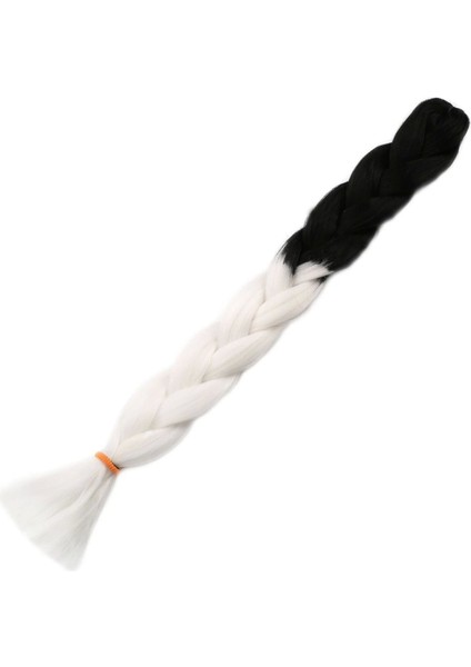 Afrika Örgülük Sentetik Ombreli Saç 100 gr - Siyah / Beyaz