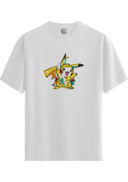 Pikachu Spark - Pamuklu Kadın Beyaz Tişört - Premium Quality