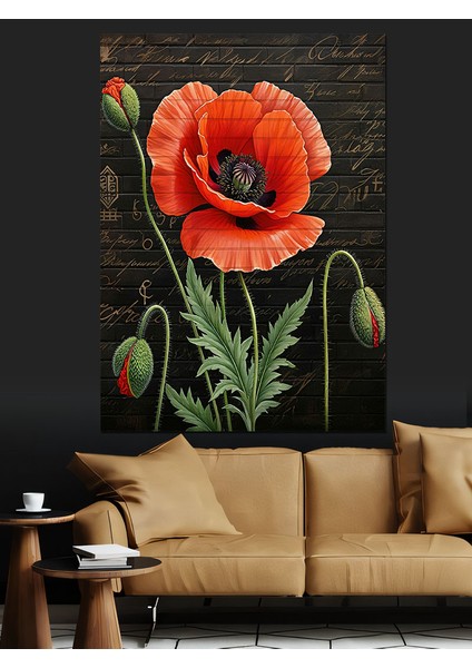 Gelincik Çiçeği Dekoratif Kanvas - Mdf Ahşap Tablo