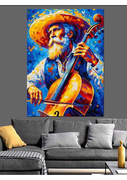 Müzik Adamı Dekoratif Kanvas - Mdf Ahşap Tablo
