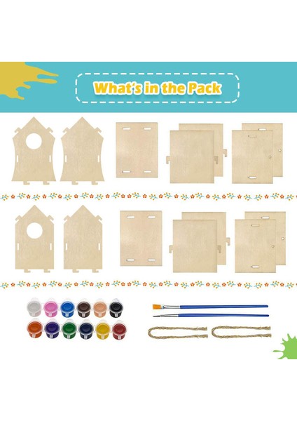 C Stili Çocuklar Için Eğitici En Iyi Koleksiyon Mini Ahşap Kuş Evi Boyama Fırça Renkli Pigment Oyuncaklar - Çocuklar Için Noel Hediyesi (Yurt Dışından)