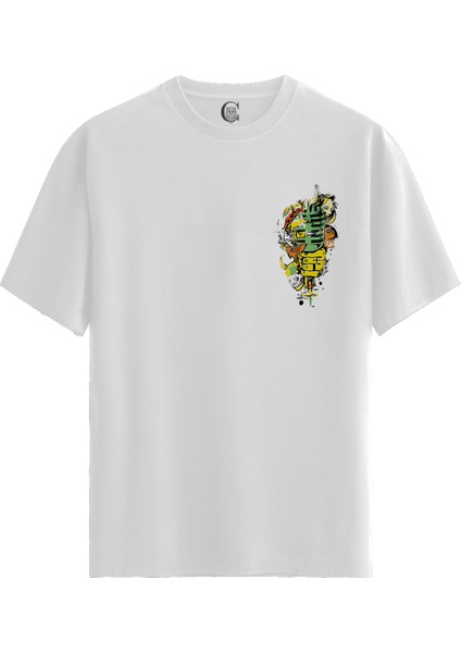 Mic Skull - Pamuklu Erkek Beyaz Tişört - Premium Quality