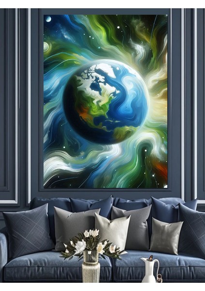 Dünya Enerjisi Dekoratif Kanvas - Mdf Ahşap Tablo