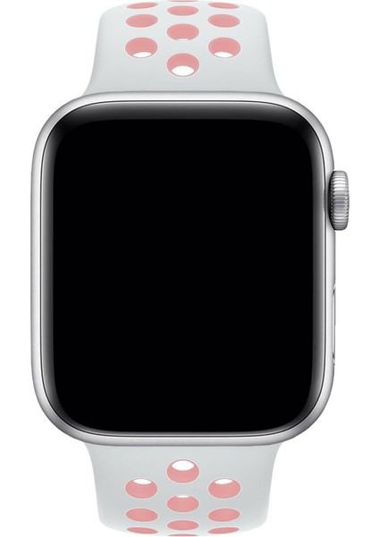 Apple Watch Series 6 44 mm Fileli Kordon Beyaz-Pembe