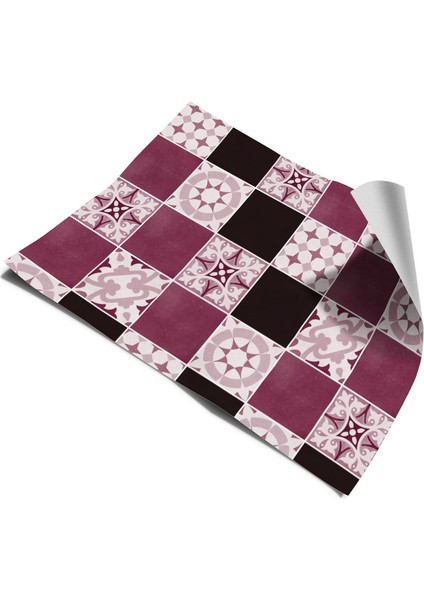 Tezgah Arası Mutfak Kendinden Yapışkanlı Folyo Kaplama Modern Fayans Desen Gülkurusu 60 cm x 100 cm modelleri