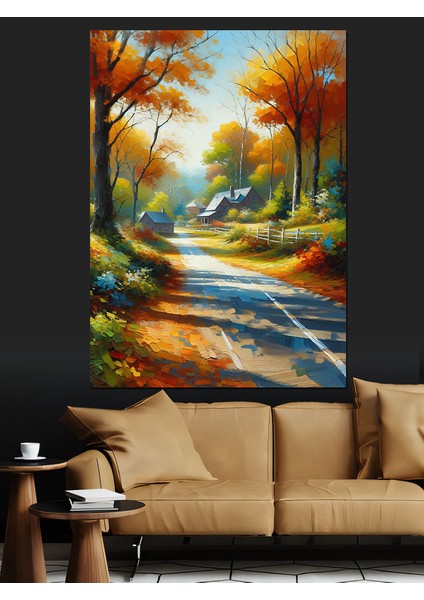 Sonbahar Yolu Dekoratif Kanvas - Mdf Ahşap Tablo