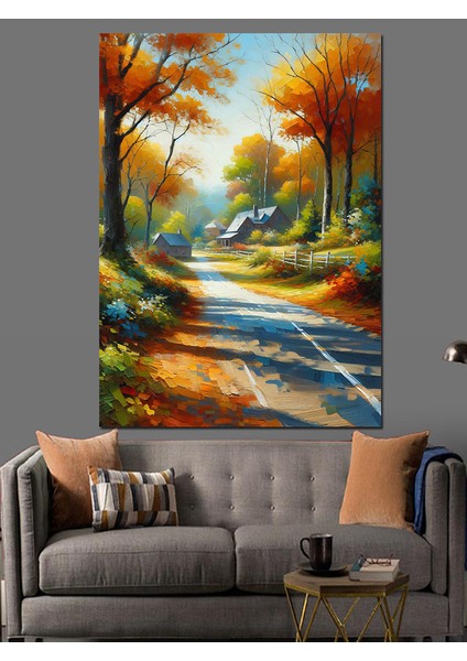 Sonbahar Yolu Dekoratif Kanvas - Mdf Ahşap Tablo fırsatları