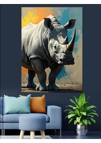 Kuvvetli Gergedan Dekoratif Kanvas - Mdf Ahşap Tablo fiyatları