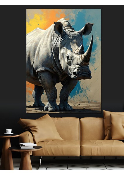 Kuvvetli Gergedan Dekoratif Kanvas - Mdf Ahşap Tablo modelleri