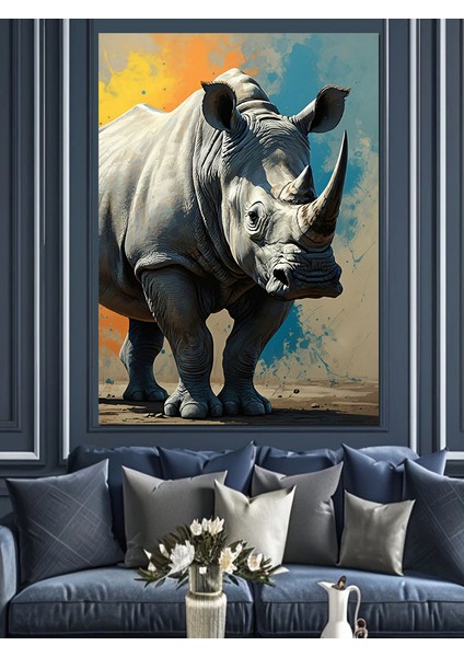 Kuvvetli Gergedan Dekoratif Kanvas - Mdf Ahşap Tablo fırsatları