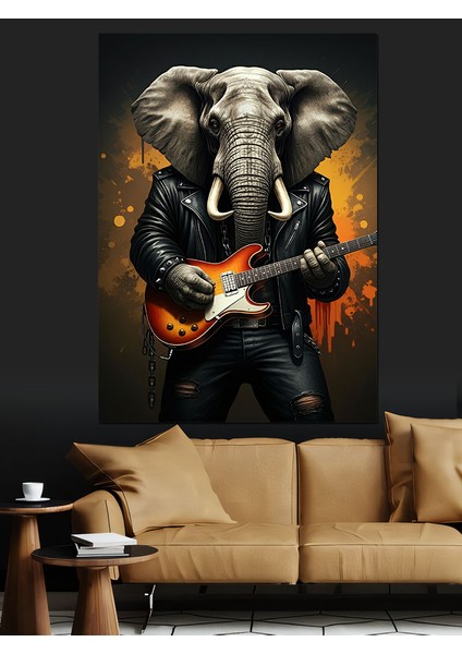 Rockçı Fil Dekoratif Kanvas - Mdf Ahşap Tablo fiyatları
