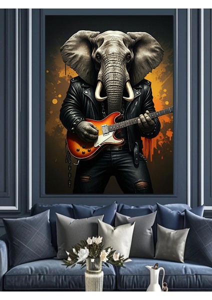 Rockçı Fil Dekoratif Kanvas - Mdf Ahşap Tablo modelleri