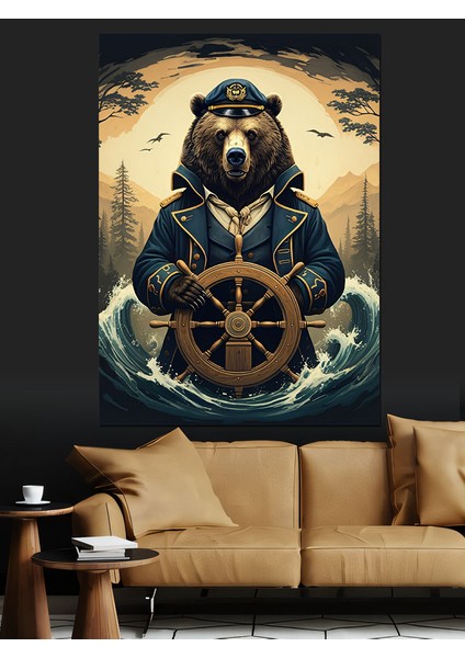 Kaptan Ayı Dekoratif Kanvas - Mdf Ahşap Tablo
