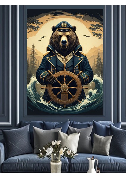 Kaptan Ayı Dekoratif Kanvas - Mdf Ahşap Tablo fiyatları