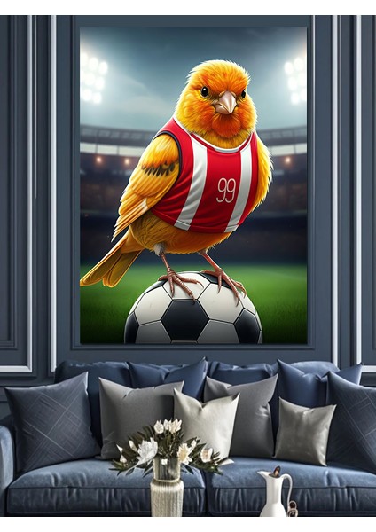Futbol Kanaryası Dekoratif Kanvas - Mdf Ahşap Tablo