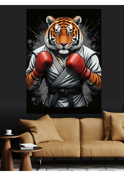 Boksör Kaplan Dekoratif Kanvas - Mdf Ahşap Tablo fiyatları