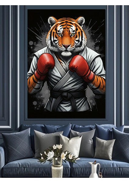 Boksör Kaplan Dekoratif Kanvas - Mdf Ahşap Tablo modelleri