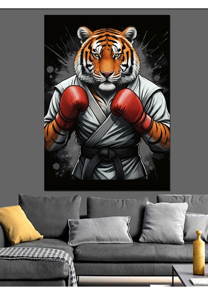 Boksör Kaplan Dekoratif Kanvas - Mdf Ahşap Tablo fırsatları