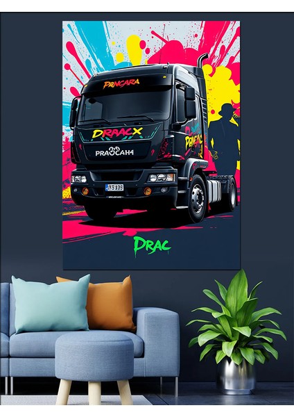 Renkli Tır Posteri Dekoratif Kanvas - Mdf Ahşap Tablo modelleri