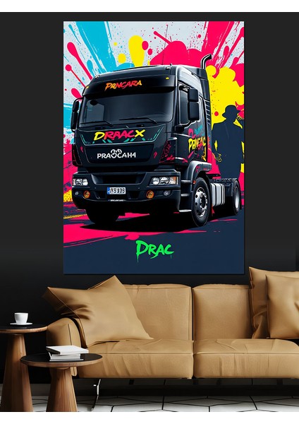 Renkli Tır Posteri Dekoratif Kanvas - Mdf Ahşap Tablo fırsatları