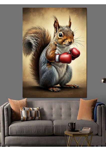 Boksör Sincap Dekoratif Kanvas - Mdf Ahşap Tablo