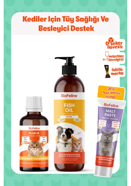Kediler İçin Balık Yağı ve Biotinli Damla – Tüy Sağlığı ve Besleyici Destek