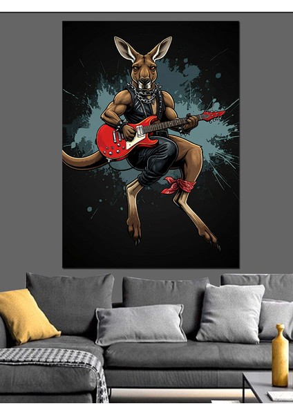 Rockçı Kanguru Dekoratif Kanvas - Mdf Ahşap Tablo