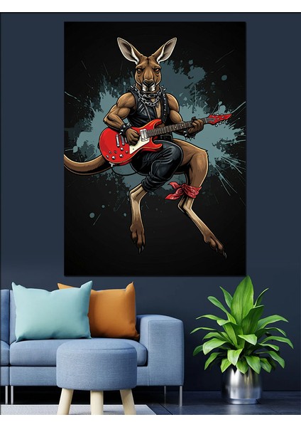 Rockçı Kanguru Dekoratif Kanvas - Mdf Ahşap Tablo modelleri