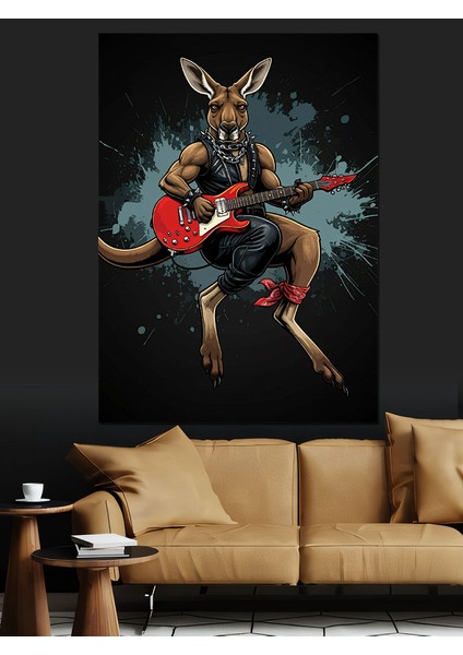 Rockçı Kanguru Dekoratif Kanvas - Mdf Ahşap Tablo fırsatları