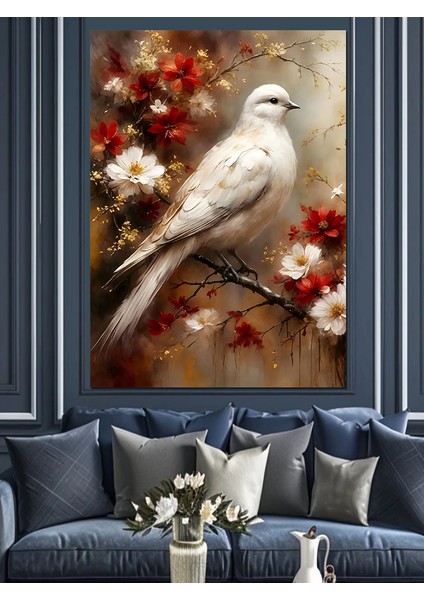 Beyaz Güvercin Dekoratif Kanvas - Mdf Ahşap Tablo