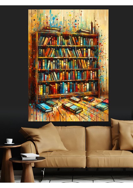 Kitaplık ve Bilgelik Dekoratif Kanvas - Mdf Ahşap Tablo